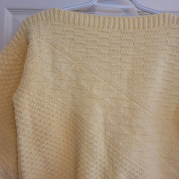 Pastel yellow knit handmade boatneck dolman sweater vintage small - Picture 3 of 6